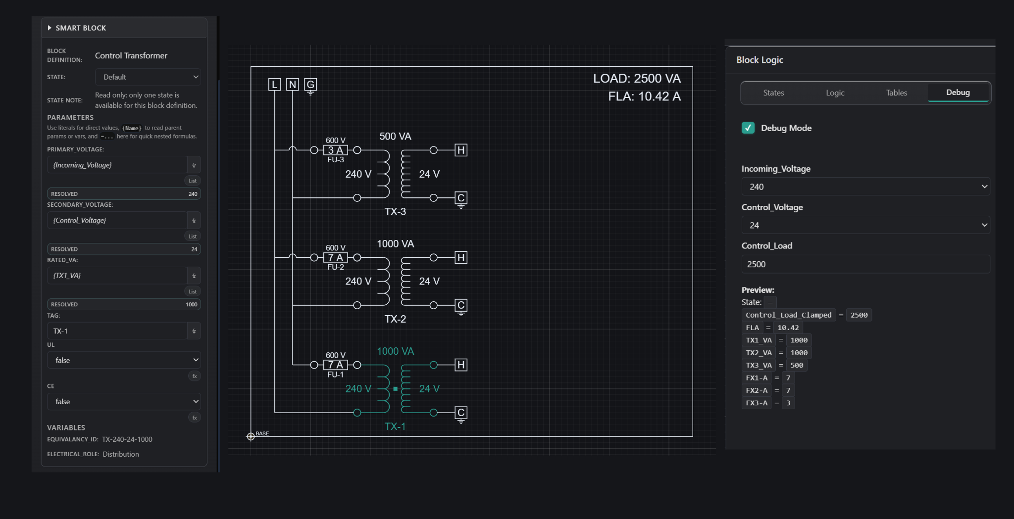 Properties Panel injection controls with resolved preview