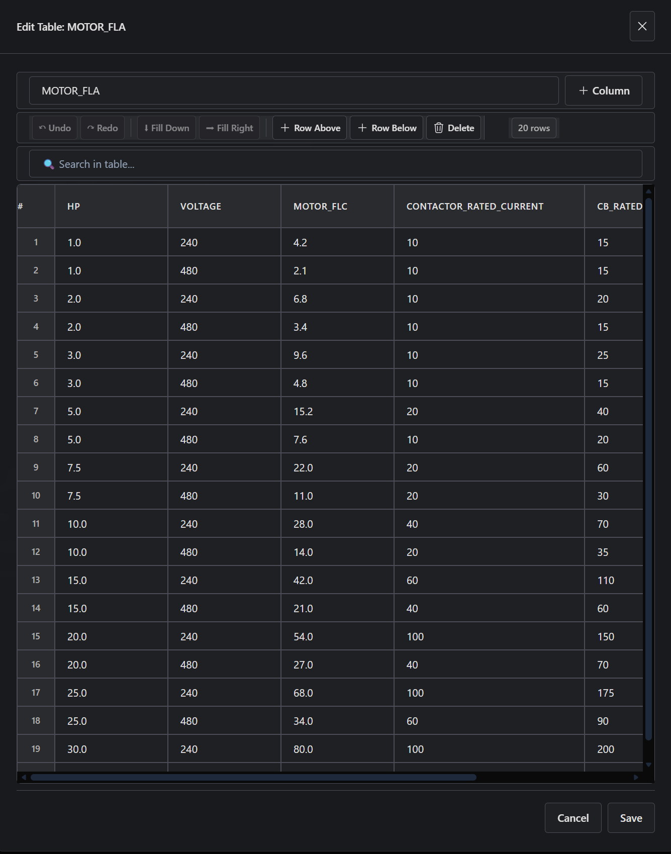 Lookup table editor in LogiDraft